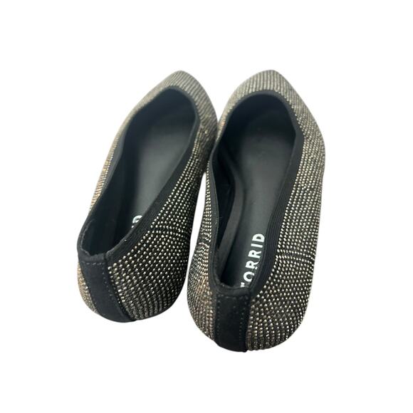 Torrid Rhinestone Embellished Knot Pointed Toe Ballet Flats Black Size 7WW - Picture 4 of 6
